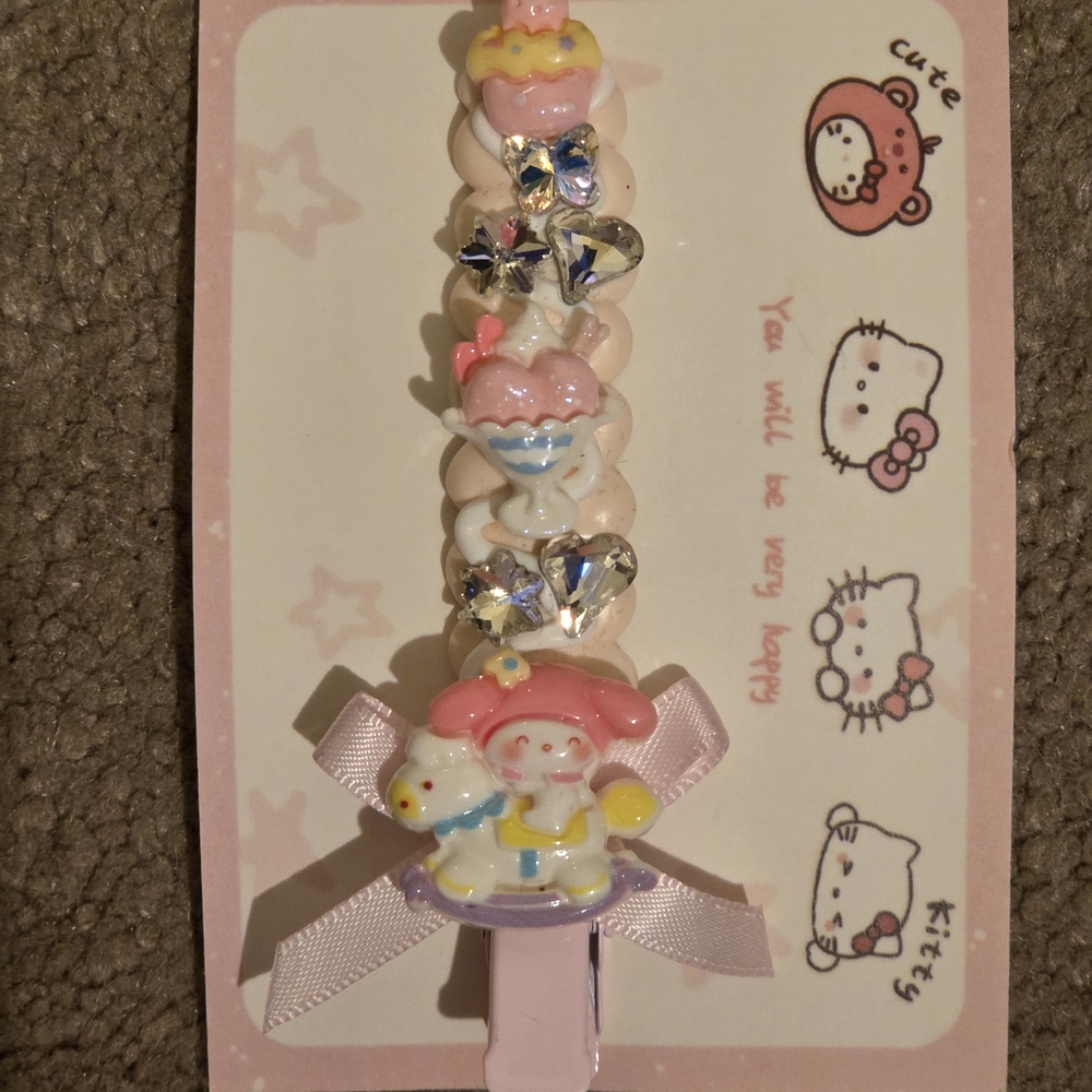 Cute Pink and White Hair Clip